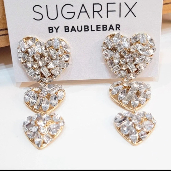 SUGARFIX by BAUBLEBAR Valentine’s Day Cluster Crystal Hearts Dangle Earrings NWT - Picture 1 of 2